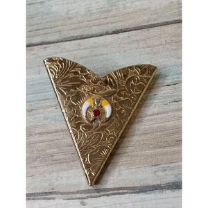 Shriner Gold Plated Triangle Pyramid‎ Shape Lapel Pin Badge Vintage Free Masonry